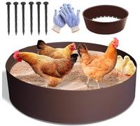 2 Metres Brown Chicken Dust Bath Sand Bathtubs Adjustable Chicken Dust Bathtub, Bottomless Design, Diameter of 0.63 m, for Chickens, Ducks, Turkeys, 6 Nails, 1 Gloves