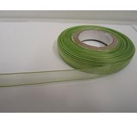 2 metres (Cut from Reel) of 9mm Sheer Organza Ribbon Sage Light Green Double Sided 9 mm
