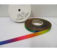 2 metres (Cut from Reel) x 10mm Dark Rainbow Unicorn Satin Ribbon Double Sided Gradient Simmer Multicoloured 10 mm 3/8" 1cm
