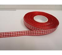 2 metres (Cut from Reel) x 10mm Gingham Ribbon Red Double Sided Check 10 mm 3/8" 1cm