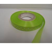 2 metres (Cut from Reel) x 10mm Polka dot Satin Ribbon Apple Green with White Spots dots 10 mm 3/8" 1cm