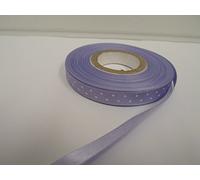 2 metres (Cut from Reel) x 10mm Polka dot Satin Ribbon Lilac Purple with White Spots dots