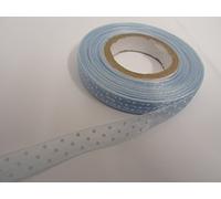2 metres (Cut from Reel) x 10mm Polka dot Sheer Organza Ribbon Light Baby Blue with White Spots dots 10 mm 3/8" 1cm