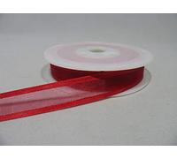 2 metres (Cut from Reel) x 15mm Edged Organza Ribbon Poppy Bright Red Double Sided Satin Edge Sheer 15 mm 5/8" 1.5cm