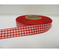 2 metres (Cut from Reel) x 15mm Gingham Ribbon Red Double Sided Check 15 mm 5/8" 1.5cm