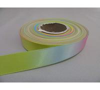 2 metres (Cut from Reel) x 15mm Light Pastel Rainbow Unicorn Satin Ribbon Print one Side Gradient Simmer Multicoloured 15 mm 5/8" 1.5cm