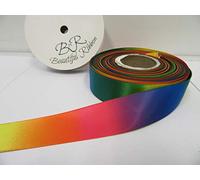 2 metres (Cut from Reel) x 25mm Dark Rainbow Unicorn Satin Ribbon Double Sided Gradient Simmer Multicoloured 25 mm 2.5cm 1" 1 Inch
