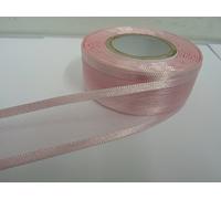 2 metres (Cut from Reel) x 25mm Edged Organza Ribbon Baby Pink Light Pink Double Sided Satin Edge Sheer 25 mm 2.5cm 1" 1 Inch