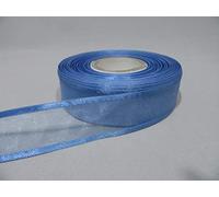 2 metres (Cut from Reel) x 25mm Edged Organza Ribbon Cornflower Blue Double Sided Satin Edge Sheer 25 mm 2.5cm 1" 1 Inch