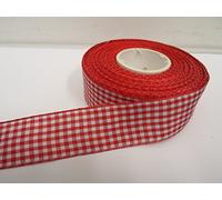 2 metres (Cut from Reel) x 25mm Gingham Ribbon Red Double Sided Check 25 mm 2.5cm 1" 1 Inch