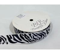 2 metres (Cut from Reel) x 25mm Grosgrain Woven Ribbon Zebra Animal Print Pattern Black White 25 mm 2.5cm 1" 1 Inch