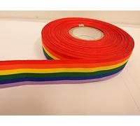 2 metres (Cut from Reel) x 25mm Rainbow Ribbon Multi Coloured Gay Pride Colour Stripe Double Sided LGBT lgbtqi 25 mm 2.5cm 1" 1 Inch