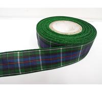 2 metres (Cut from Reel) x 25mm Tartan Ribbon Blue & Green Double Sided Mackenzie 25 mm 2.5cm 1" 1 Inch