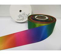 2 metres (Cut from Reel) x 38mm Dark Rainbow Unicorn Satin Ribbon Double Sided Gradient Simmer Multicoloured 38 mm 3.8cm 1.5" 1.5 Inch
