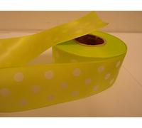 2 metres (Cut from Reel) x 38mm Polka dot Satin Ribbon Apple Light Green with White Spots dots 38 mm 3.8cm 1.5" 1.5 Inch
