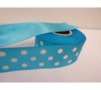 2 metres (Cut from Reel) x 38mm Polka dot Satin Ribbon Turquoise Blue with White Spots dots 38 mm 3.8cm 1.5" 1.5 Inch