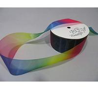 2 metres (Cut from Reel) x 50mm Dark Rainbow Unicorn Organza Ribbon Double Sided Gradient Simmer Multicoloured 50 mm 5cm 2" 2 Inch