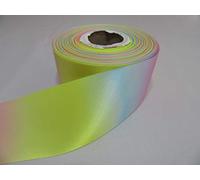 2 metres (Cut from Reel) x 50mm Light Pastel Rainbow Unicorn Satin Ribbon Print one Side Gradient Simmer Multicoloured 50 mm 5cm 2" 2 Inch