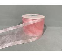 2 metres (Cut from Reel) x 70mm Edged Organza Ribbon Light Baby Pink Double Sided Satin Edge Sheer 70 mm 7cm Beautiful Ribbon