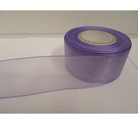 2 metres of 40mm Lilac Light Purple Sheer Organza Ribbon Double Sided 40 mm 4cm
