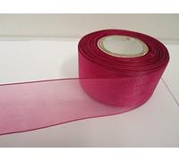 2 metres of 40mm Magenta Dark Pink Sheer Organza Ribbon Double Sided 40 mm 4cm