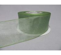2 metres of 40mm Sage Light Green Sheer Organza Ribbon Double Sided 40 mm 4cm