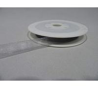 2 metres of 9mm Sheer Organza Ribbon Silver Double Sided 9 mm
