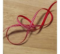 2 metres of Candy Cane Stripe Christmas Grosgrain Ribbon - red with a white diagonal stripe (3mm)