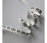 2 metres of Cream Piano Key Music Theme Grosgrain Ribbon - 10mm
