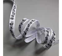 2 metres of Musical Notes Grosgrain Ribbon - 10mm - (White)