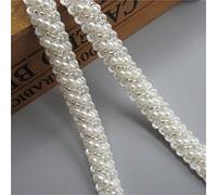 2 Metres Pearl Beads Lace Ribbon Trim Edge Tape 10mm Width White Ivory Black Trimmings Edging Fabric for Sewing Craft Wedding Bridal Dress Hem Embellishment Party Gift Clothes DIY Decoration(White)