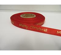 2 metres x 10mm Bright Red Merry Christmas Satin Ribbon Xmas 10 mm 1cm
