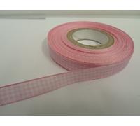 2 metres x 10mm Gingham Ribbon Baby Pink Light Pink Double Sided Check 10 mm 1cm