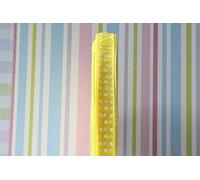 2 metres x 10mm Polka dot Sheer Organza Ribbon Canary Yellow with White Spots dots 10 mm 1cm