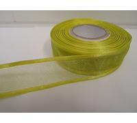 2 metres x 25mm Edged Organza Ribbon Lime Green Double Sided Satin Edge Sheer 25 mm 2.5cm