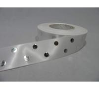 2 metres x 25mm Polka dot Spots Satin Ribbon White with Metallic Silver Spots 25 mm 2.5cm