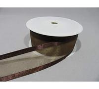 2 metres x 40mm Edged Organza Ribbon Chestnut Dark Brown Double Sided Satin Edge Sheer 40 mm 4cm