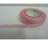 2 metres x 5mm Gingham Ribbon Baby Pink Light Pink Double Sided Check 5 mm
