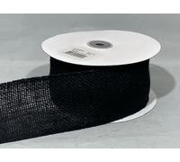 2 metres X 63mm ECO Hessian Style Wired Ribbon Black Christmas Hessian Style 6.3cm