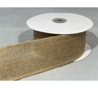 2 metres X 63mm ECO Hessian Style Wired Ribbon Natural Christmas Hessian Style 6.3cm