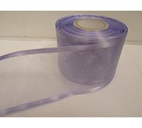 2 metres x 70mm Edged Organza Ribbon Lilac Light Purple Double Sided Satin Edge Sheer 70 mm 7cm