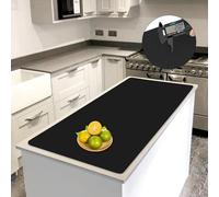 2 MM Super Thick Large Silicone Mat, 47.2"x23.6" Silicone Mats for Kitchen Counter, Non-slip Heat Resistant Mat,Thicken Kitchen Counter Mat, Waterproof Countertop Protector for Craft (Black)
