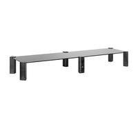 Maclean MC-936 Double Monitor Stand Shelf Height Adjustable Two Screens Stand Laptop Stand Tempered Glass Laptop 2 Monitors Stand Up To Max 20kg Black