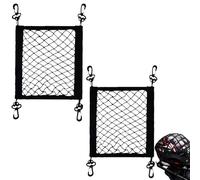 2 Motorcycle Cargo Nets, Cargo Net Motorcycle with 4 Hooks, Helmet Net for Motorcycle, Double Layer Motorbike Luggage Bungee Nets, for Luggage Helmet Motorcycle Bikes
