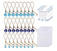2 MULE TEAM 24 Set Turkish Blue Evil Eye Keychain Evil Eye Charms with gift cards organza bags Good Luck Charms Evil Eye Decor and Protection Gifts Greek Amulet Lucky Gifts Wedding Party Favors Decor