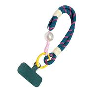 2 multicolor phone straps with pearl charms, reinforced metal clip, anti-slip grip to hold your phone securely and carry your fashionable necklace