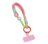 2 multicolor phone straps with pearl charms, reinforced metal clip, anti-slip grip to hold your phone securely and carry your fashionable necklace