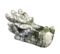 2" Natural Gemstone Quartz Crystal Jade Carved Dragon Head Skull -Agate