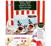 2x Weihnachtsmann-Rentier Coffee Mug Thermo-Effekt Red Black Nose Earthenware