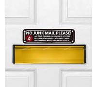 2 × No Junk Mail Sticker for Front Door Letterbox, No Junk Mail Metal Sign Reflective 6.3x1.77 Inches, with Adhesive Back and 4 Drilled Holes